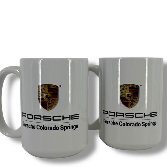 Porsche Colorado Springs Ceramic Mug Set of 2 Classic Partner Car Dealership Cup - Picture 1 of 5
